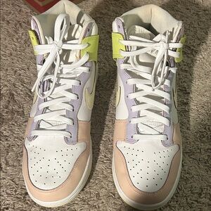 Nike Women's High-Top Sneakers - White, Pastel Pink, Light Green